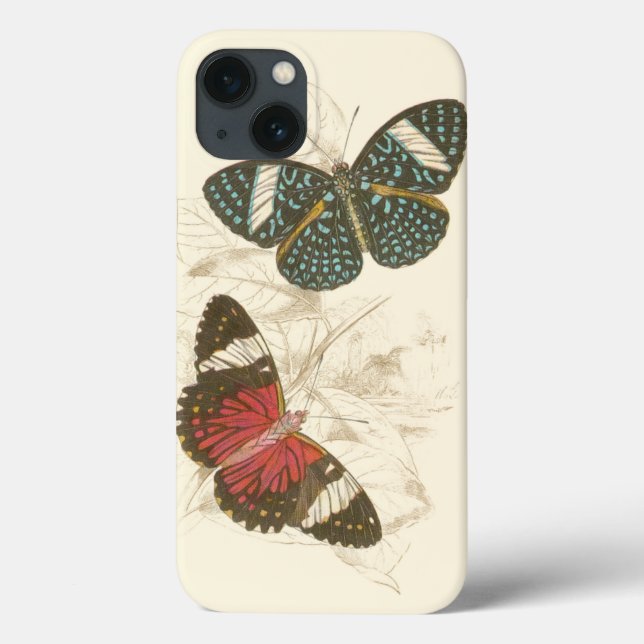 Sepia Leaves with Colorful Butterflies Case-Mate iPhone Case (Back)