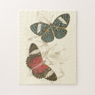 Sepia Leaves with Colorful Butterflies Jigsaw Puzzle