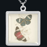 Sepia Leaves with Colorful Butterflies Silver Plated Necklace<br><div class="desc">The wings of these colorful butterflies stand out wonderfully against the sepia tones of the hand drawn leaves in this piece. The captivating beauty of this print would look amazing in your home. Buy a copy today!</div>