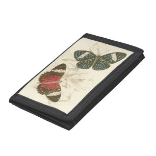 Sepia Leaves with Colorful Butterflies Trifold Wallet