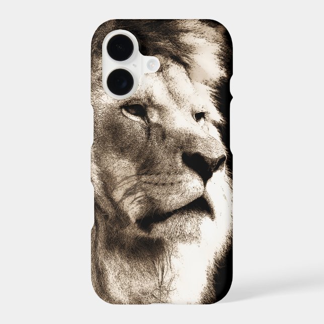 Sepia Lion iPhone Case (Back)