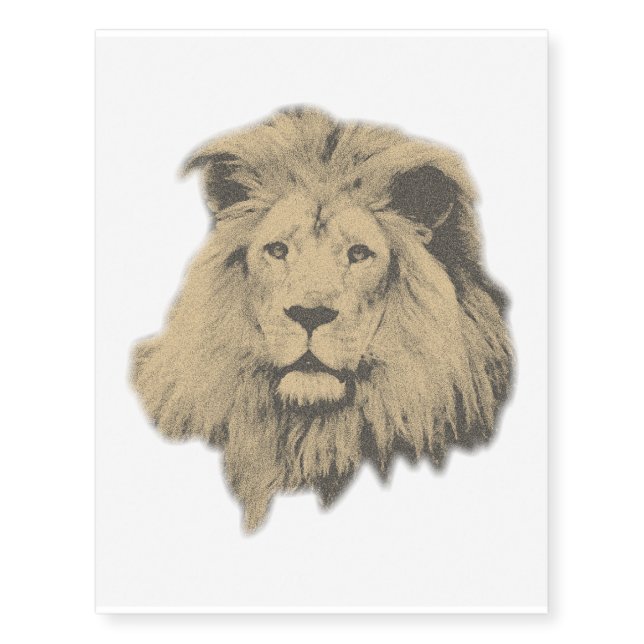 Sepia Lion Temporary Tattoos (Front)
