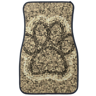Sepia Low Poly Dog Paw Print Car Floor Mat