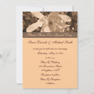 Sepia Magnolia Flower Wedding  Invitation
