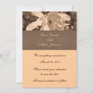 Sepia Magnolia Flower Wedding Save The Date Invitation