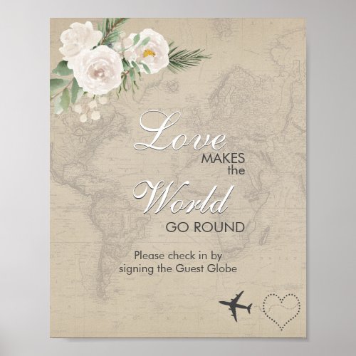 Sepia Map  Bridal Shower Travel theme Sign in