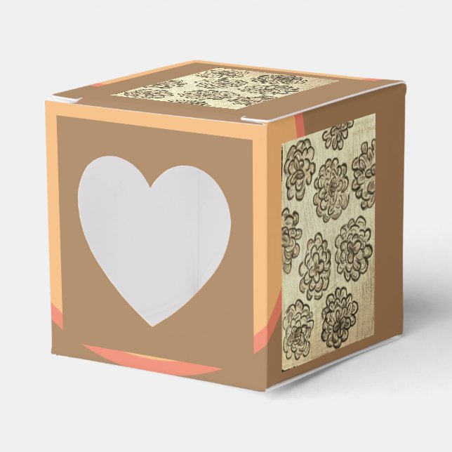 Sepia Marigolds Favor Boxes (Front Side)