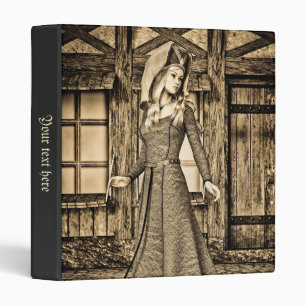 Sepia Medieval Princess Renaissance Art Binder