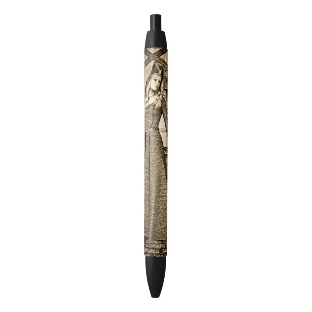 Sepia Medieval Princess Renaissance Art Pen (Front Vertical)