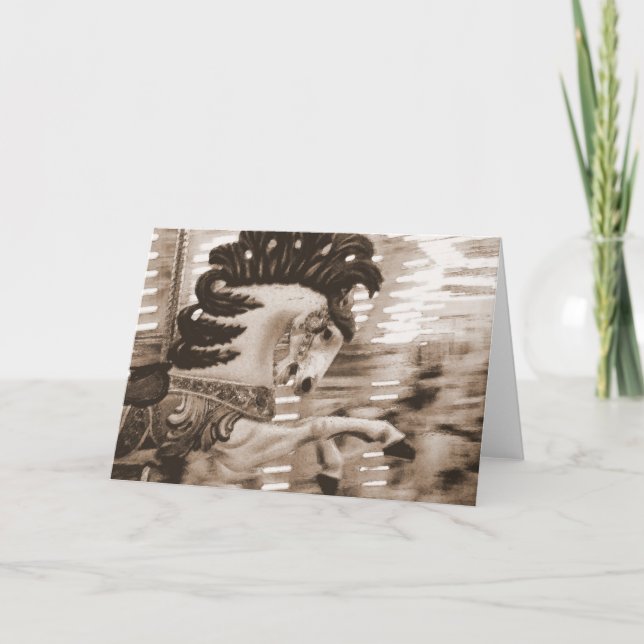 Sepia Merry Go Round Horse All Occasions  Card (Front)