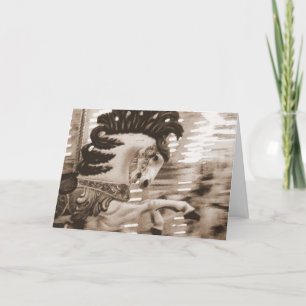 Sepia Merry Horse, Birthday Card
