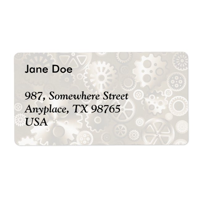 Sepia metallic gears label (Front)