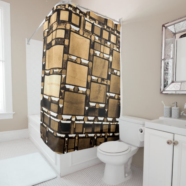 Sepia Mirror Shower Curtain (In Situ)