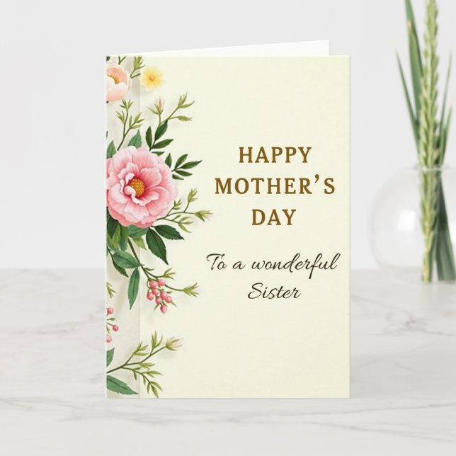 Sepia Mothers Day Sister Card (Front)