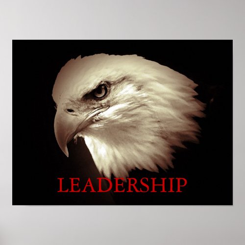 Sepia Motivational Leadership Eagle Eyes Poster