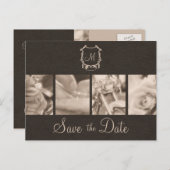 Sepia Motorcycle Photos Save the Date Announcement (Front/Back)