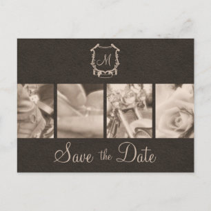 Sepia Motorcycle Photos Save the Date Announcement Postcard