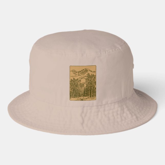 Sepia Mountains and  Forest Bucket Hat (Front)