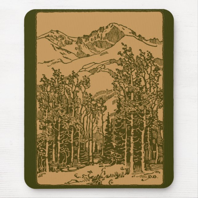 Sepia Mountains and  Forest Mouse Pad (Front)