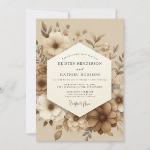 Sepia Muted Bloom Wedding Invitation