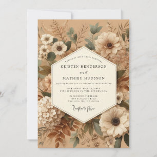 Sepia Muted Botanical Wedding Invitation