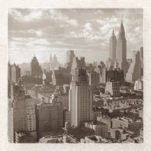 Sepia New York City Glass Coaster