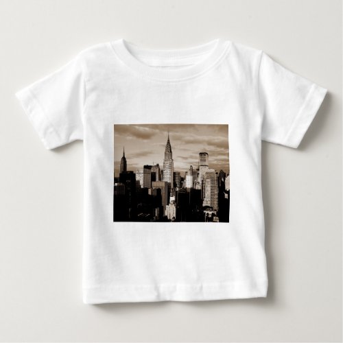 Sepia New York City Ink Sketch Baby T_Shirt
