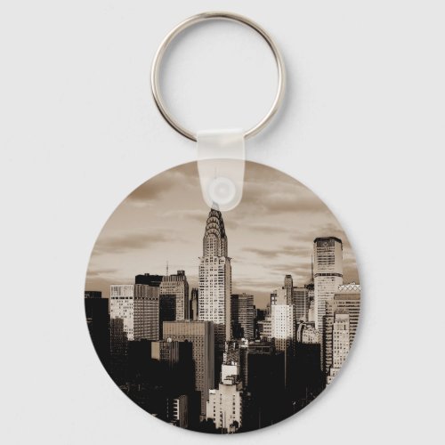 Sepia New York City Ink Sketch Keychain