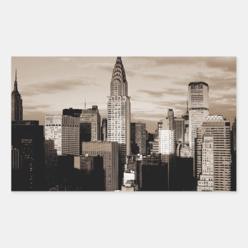 Sepia New York City Ink Sketch Rectangular Sticker