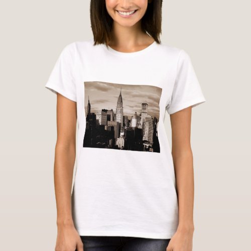 Sepia New York City Ink Sketch T_Shirt