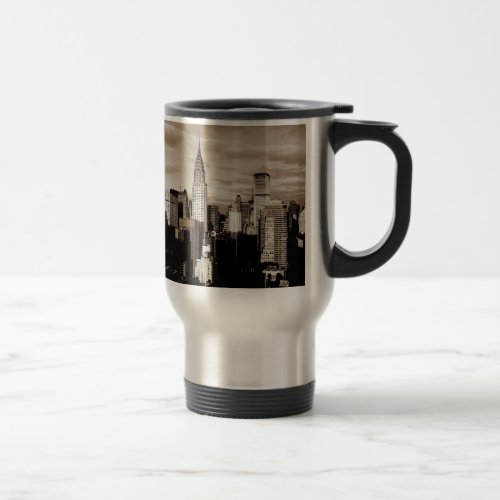 Sepia New York City Ink Sketch Travel Mug