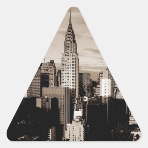 Sepia New York City Ink Sketch Triangle Sticker