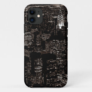 Sepia New York City Night Skyline iPhone 11 Case