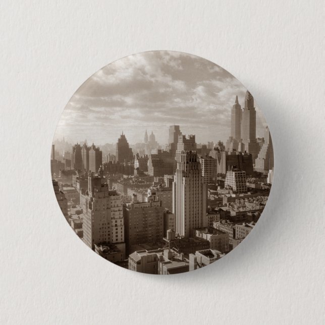 Sepia New York City Pinback Button (Front)