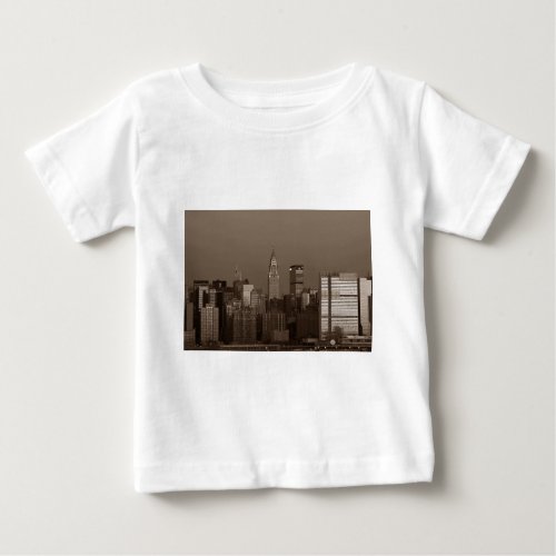 Sepia New York City Skyline Baby T_Shirt
