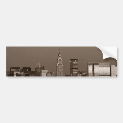 Sepia New York City Skyline Bumper Sticker