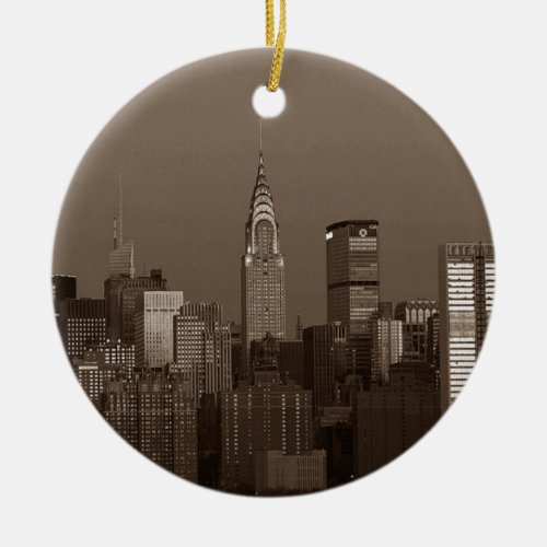 Sepia New York City Skyline Ceramic Ornament