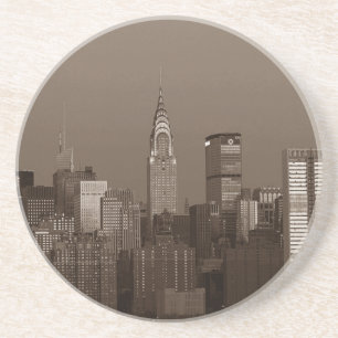 Sepia New York City Skyline Drink Coaster