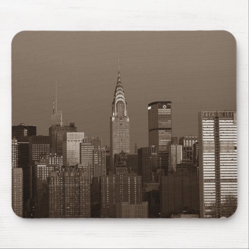 Sepia New York City Skyline Mouse Pad