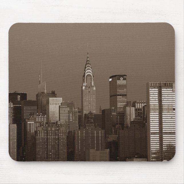 Sepia New York City Skyline Mouse Pad (Front)