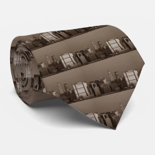 Sepia New York City Skyline Neck Tie