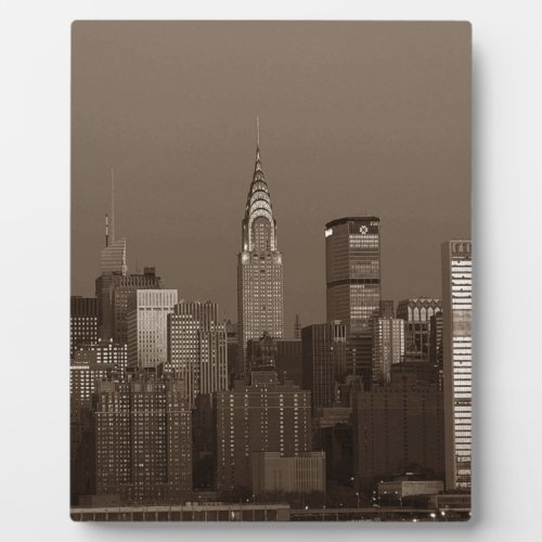 Sepia New York City Skyline Plaque