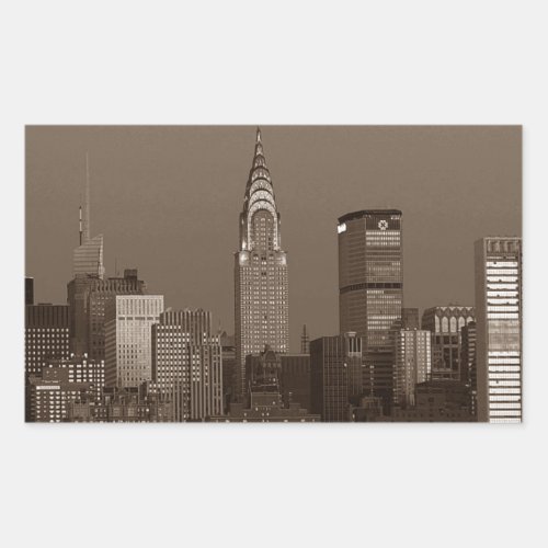 Sepia New York City Skyline Rectangular Sticker