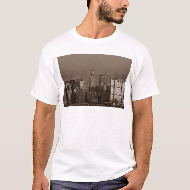 Sepia New York City Skyline T-Shirt (Front)