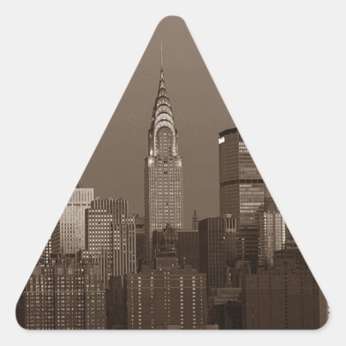 Sepia New York City Skyline Triangle Sticker