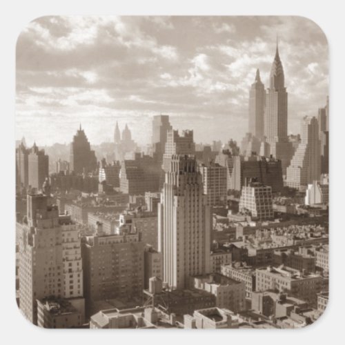 Sepia New York City Square Sticker