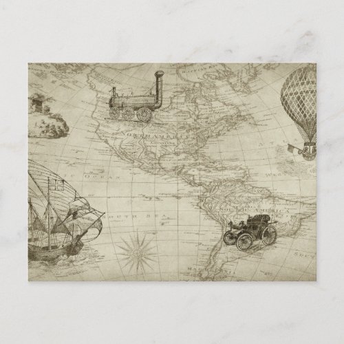 Sepia Old Antique Vintage United States Map Postcard