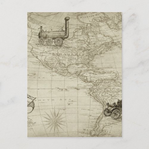 Sepia Old Antique Vintage United States Map Postcard