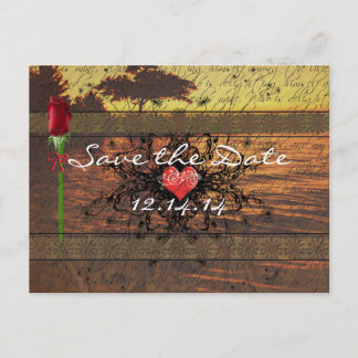 Sepia Old Time Roses Under the Calming Waves Announcement Postcard