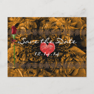 Sepia Old Time Roses Under the Calming Waves Announcement Postcard